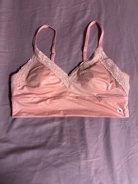 aerie Pink Lace-Trim Bralette Size M
